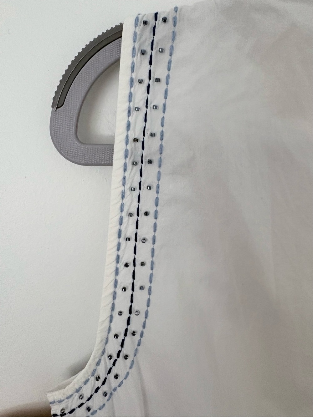 Zara Grecian Inspired White and Blue Embroidered Sleeveless Midi Dress NWOT - Picture 10 of 14